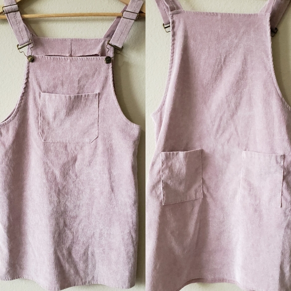 pocket front overall corduroy dress